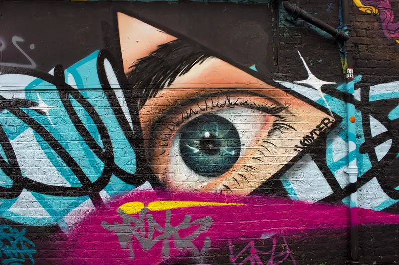 Colourful street art mural in Shoreditch, East London