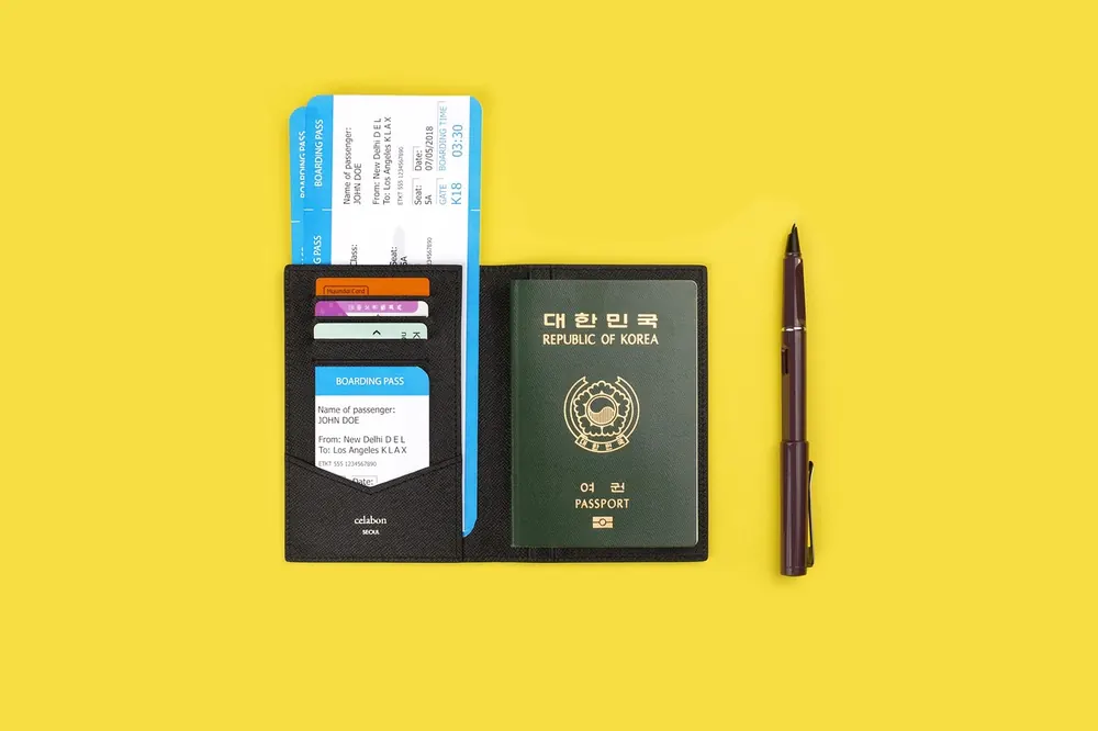 Passport and travel case ready for a UK trip