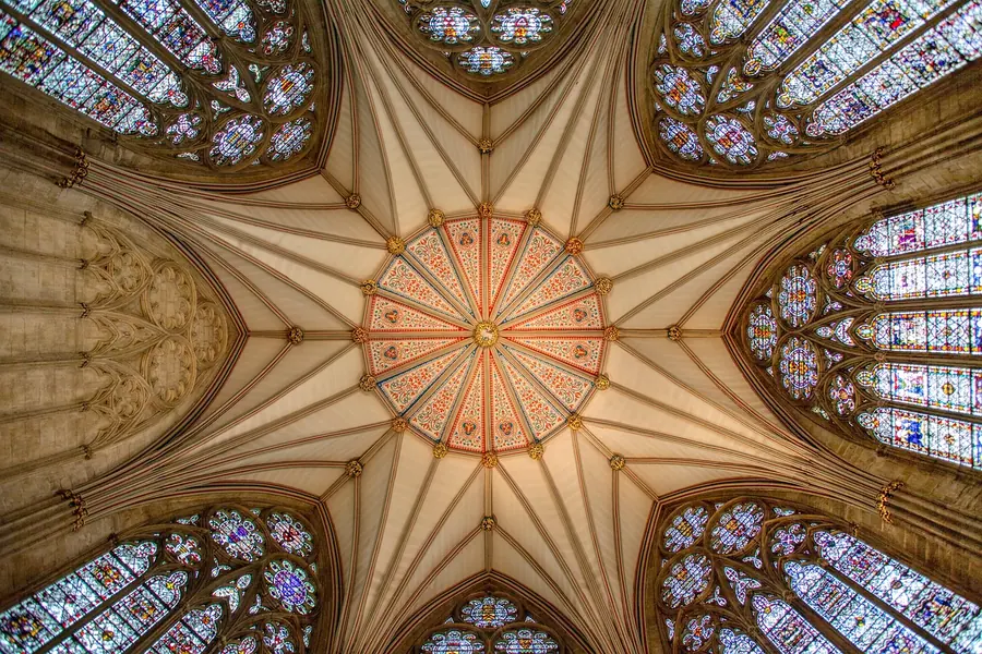 York Minster cathedral towering over the historic city of York