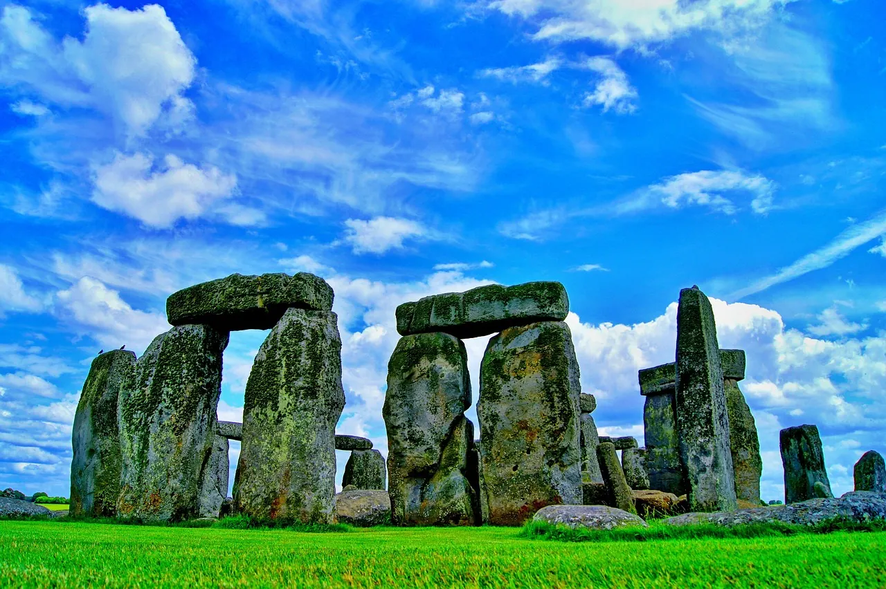 Stonehenge prehistoric stone circle at sunset, England