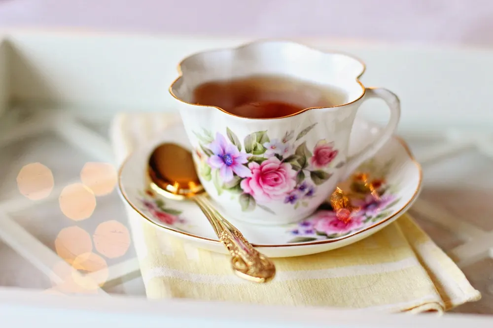Traditional British afternoon tea cup and saucer